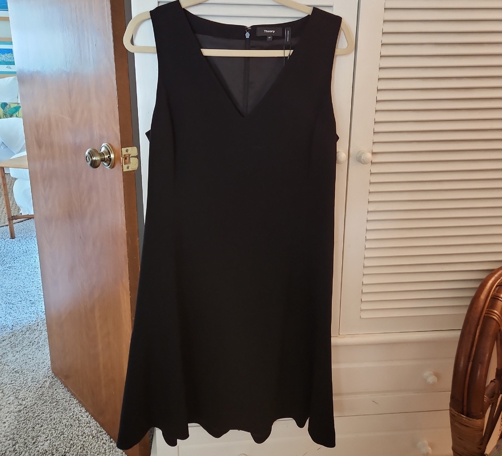 Theory Black V-Neck Mini Dress